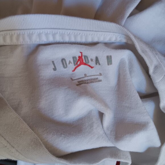 Men's Large T-shirt Nike Air Jordan Long-Sleeve White Long SLeeve  Baller - Picture 4 of 4